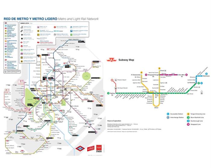 Mapa metro Madrid y Toronto