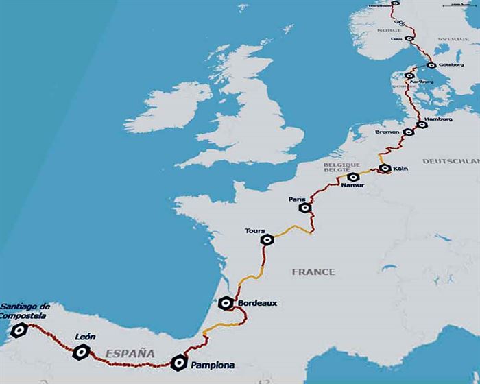 La EuroVelo 3, la ruta ciclista 3.086 km pasa por siete países europeos