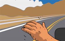 Mano en la carretera